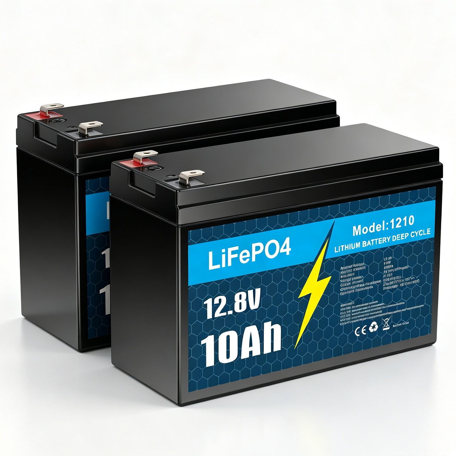 2 Pack 12V 10Ah LiFePO4 Lithium Battery, Deep Cycle, for UPS, Fish Finder