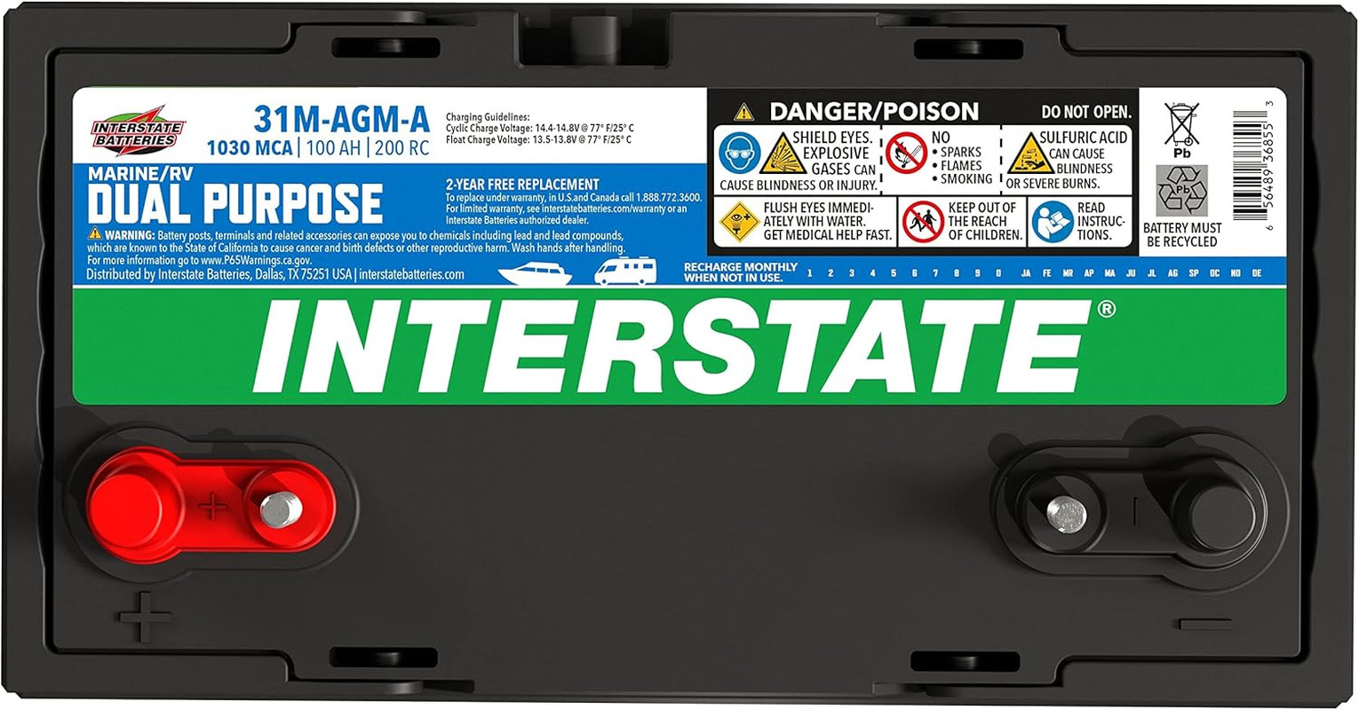 Marine/Rv Battery 12V 100Ah 825CCA Dual Purpose Power Pure Lead AGM RV & Marine