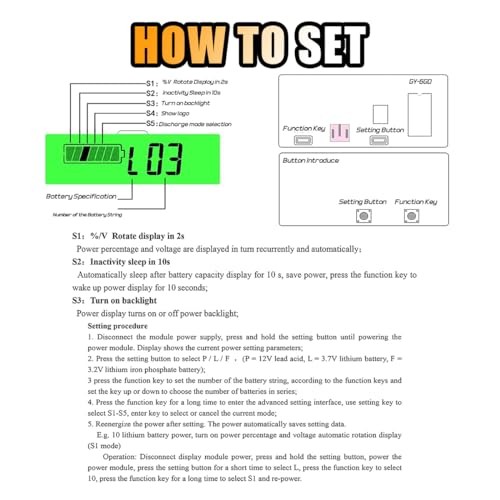12V 24V 48V 60V 72V 84V Golf Cart Battery Capacity Voltage Monitor with Alarm,