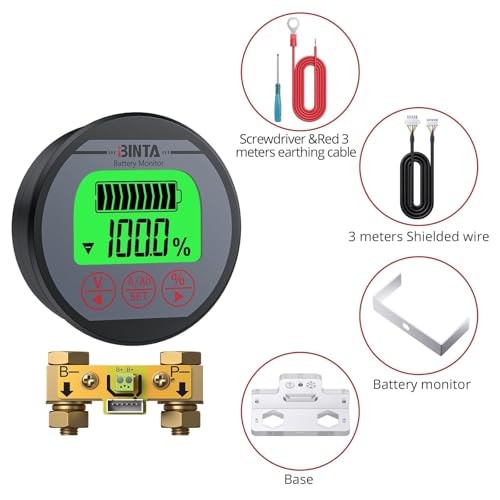 Battery Monitor with Shunt 8-120V Voltmeter Ammeter, Voltage Current 0-500A