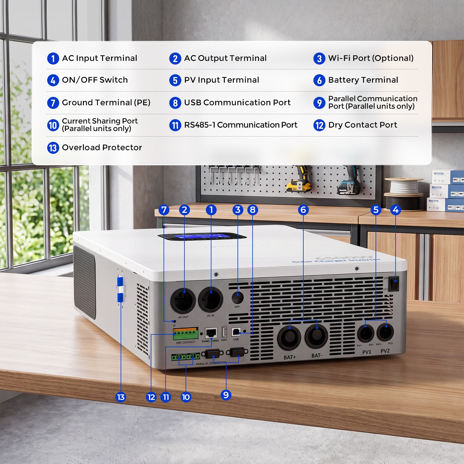 Wattcycle 48V 100Ah Server Rack Battery + 6500W 48V All-in-One Solar Inverter