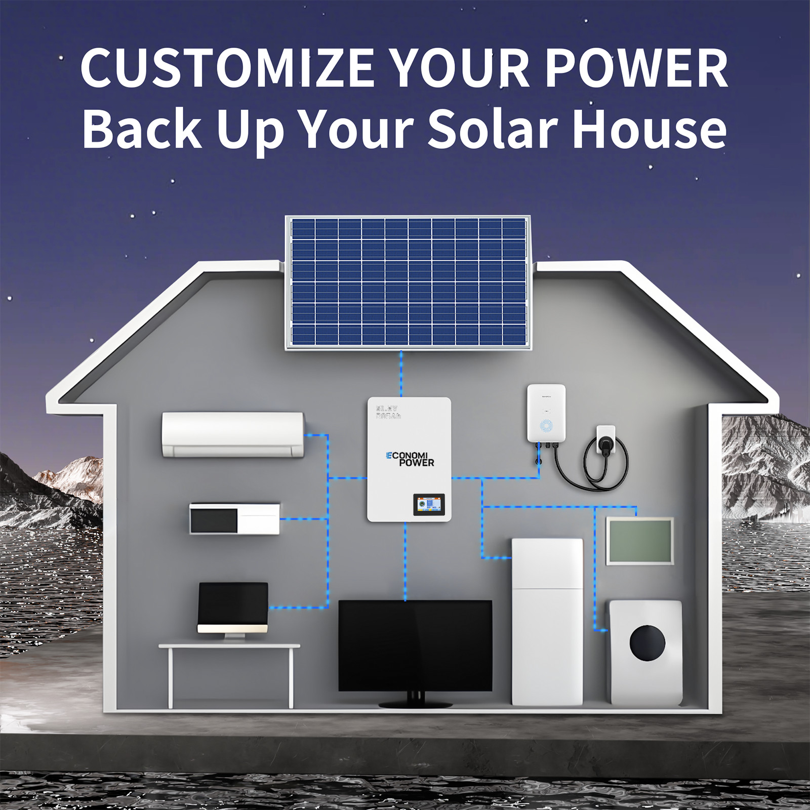 48V 51.2V 200Ah LiFePO4 Battery 10kWh Home Energy Storage Wall Mounted with BMS