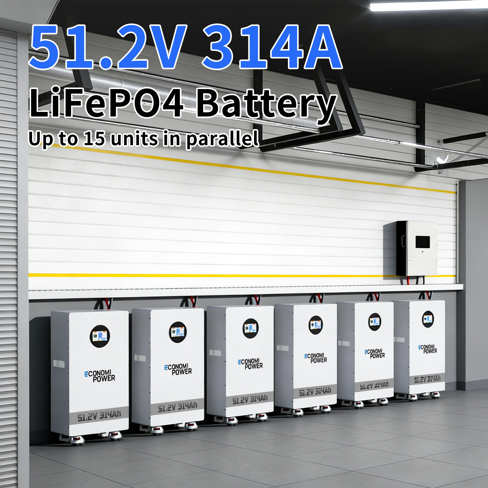 15KWh LiFePO4 51.2V 48V 300Ah Lithium Battery BMS for Home Solar Energy Storage