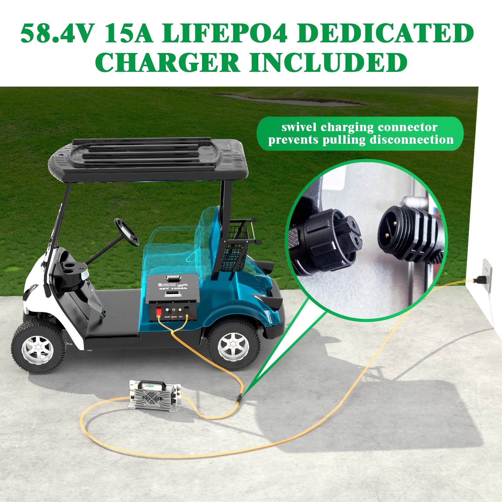 48V 100Ah Golf Cart LiFePO4 Lithium Battery Metal Case Buildin 200A BMS Solar RV