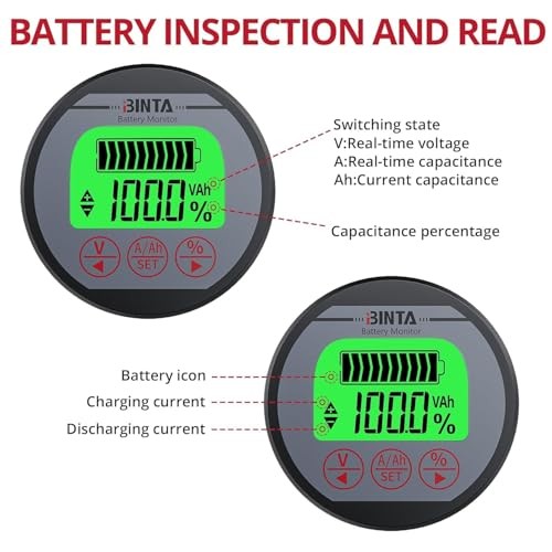 Shunt Battery Monitor 8-120V Voltmeter Ammeter – Voltage Current Meter – 0-150A