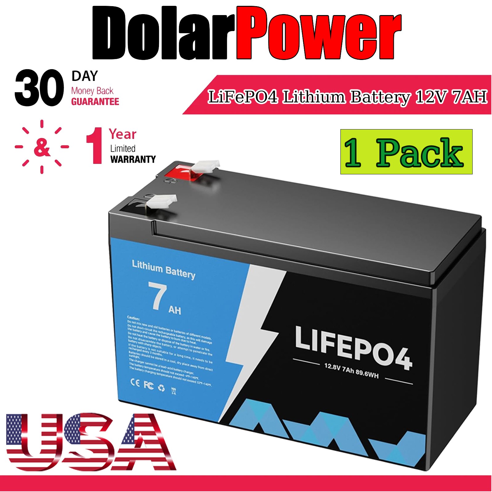 New 12V Lifepo4 Lithium Battery 5000+ Deep Cycles 7Ah for RV Marine Solar System