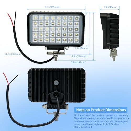 LED Tractor Truck Work Auxiliary Lights 10-30V 2Pcs 6Inch Heavy Flood Beam