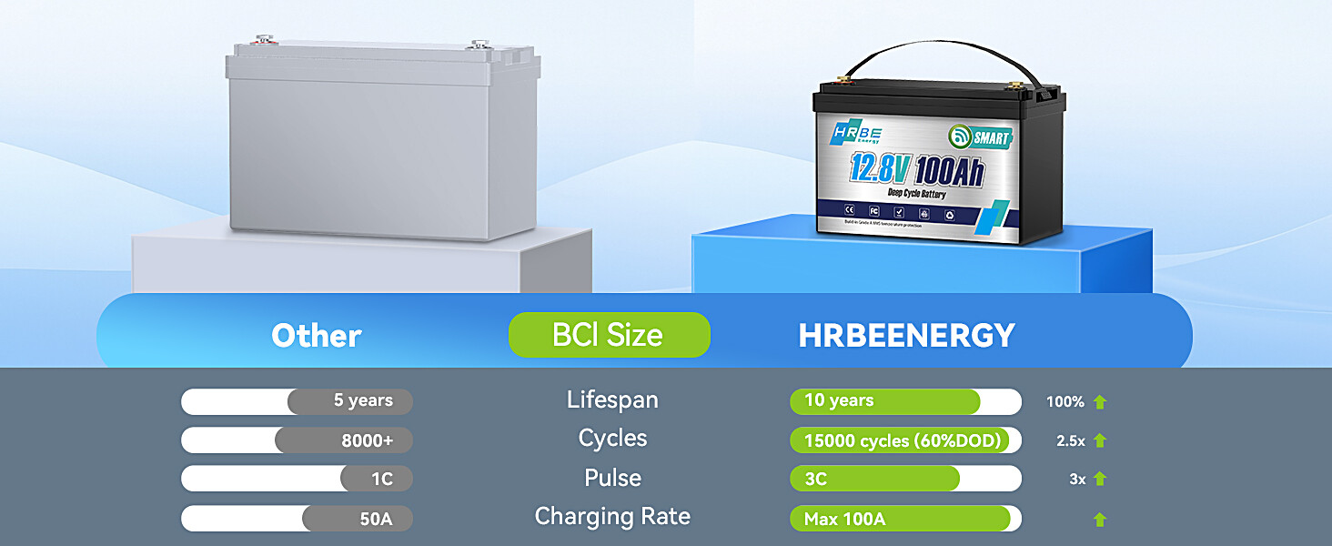 Mini LiFePO4 Lithium Battery 12V 100Ah with Charger 15000+ Deep Cycle 100A BMS