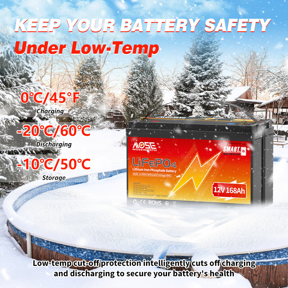 12V 168Ah Bluetooth LiFePO4 Lithium Battery Deep Cycle Smart BMS RV Marine Solar