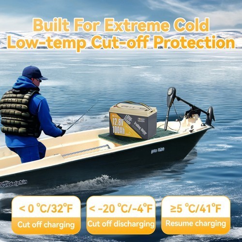 Used Power Queen 12V 100Ah Low Temp LiFePO4 Lithium Battery For Trolling Motor