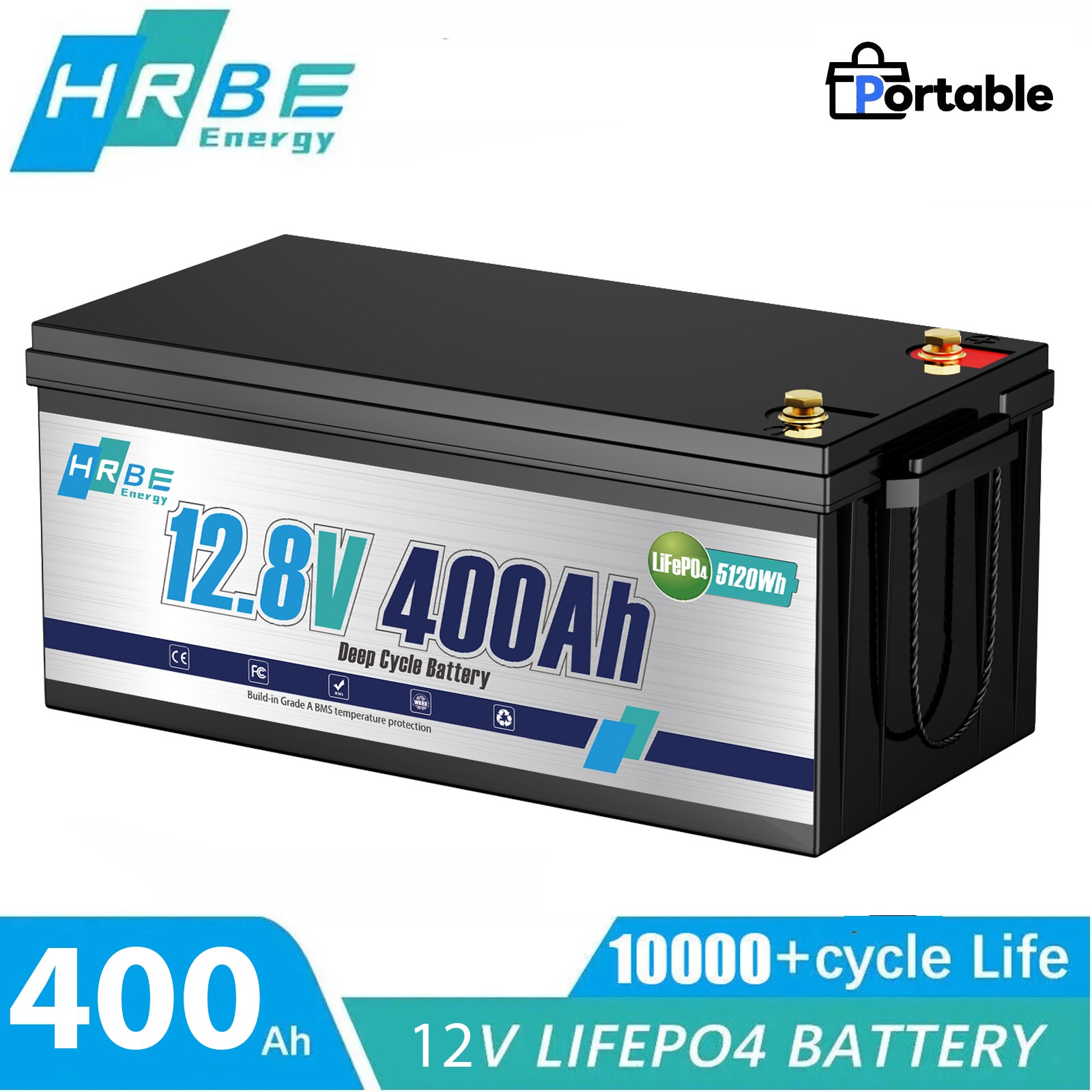 12V 400Ah LiFePO4 Lithium Battery BMS for RV Off-grid Marine 15000+ Deep Cycle