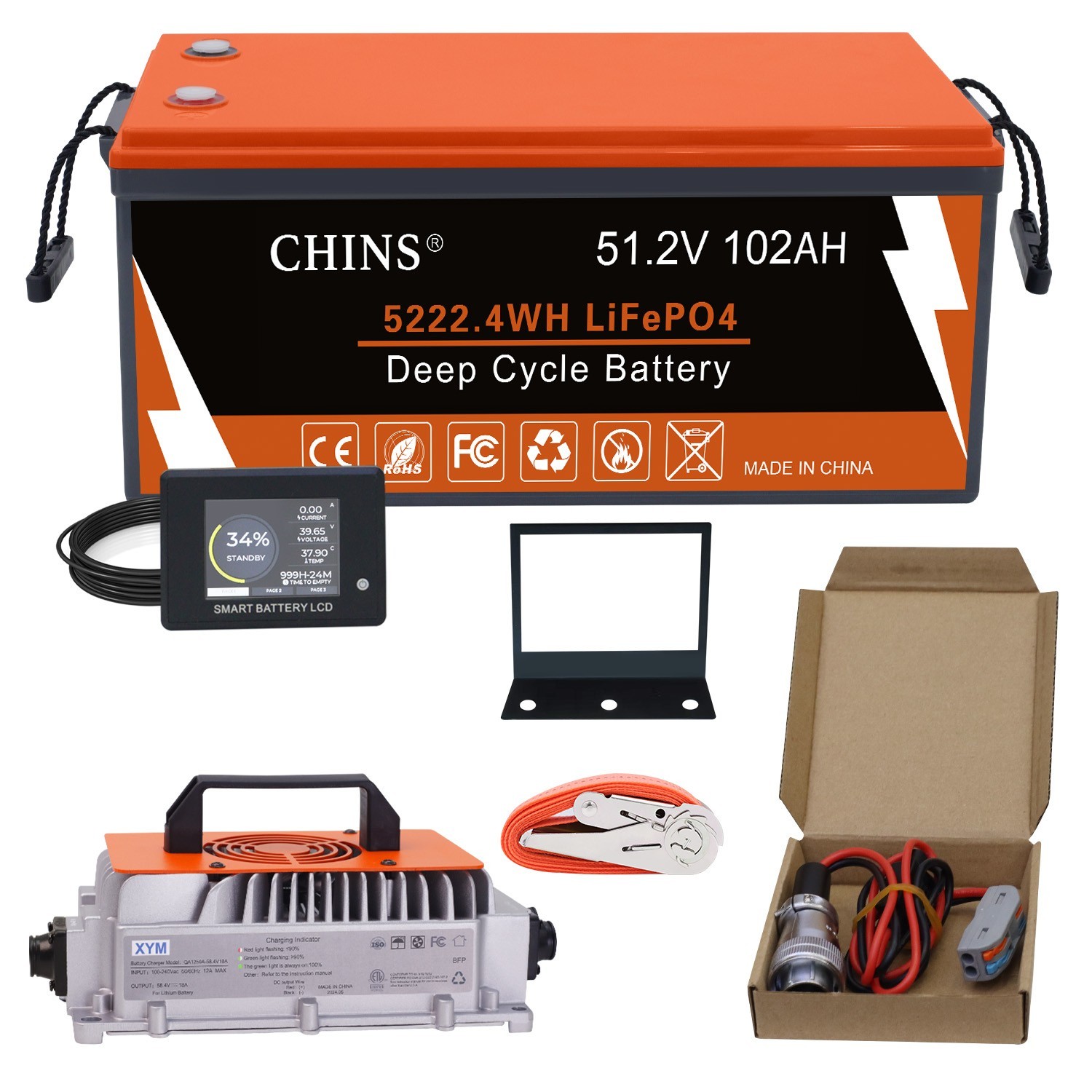 CHINS LiFePO4 Battery 12V 20AH 50AH 100AH Deep Cycle Lithium Battery Gff-Grid