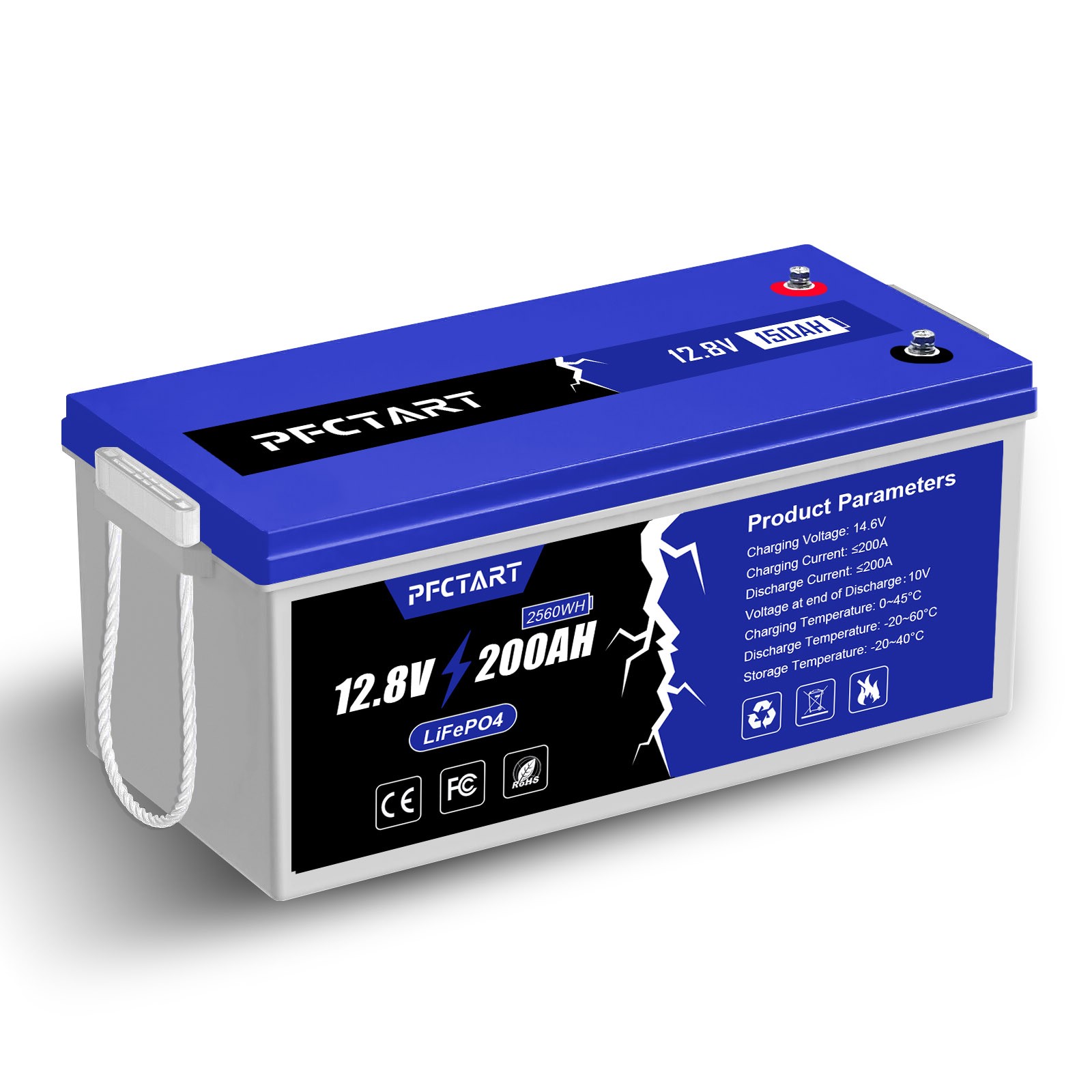 12V 200Ah Plus Deep Cycle Lithium Battery LiFePO4 100A BMS for RV Solar Off-grid