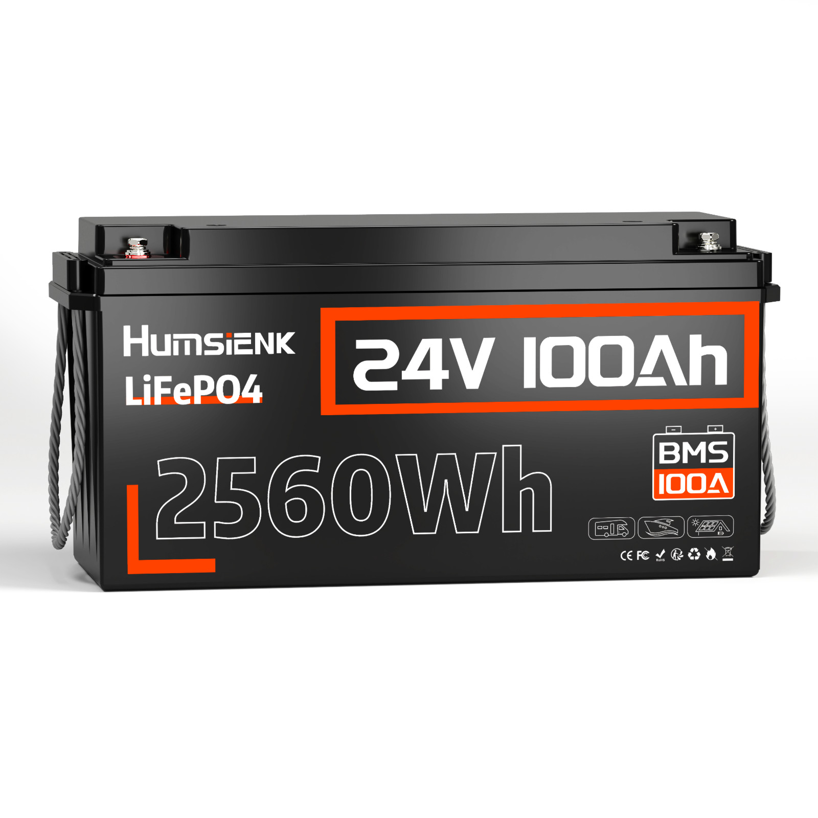 24V 100Ah Lithium LiFePO4 Battery A+ Cells Deep Cycle BMS Solar Yacht Camping