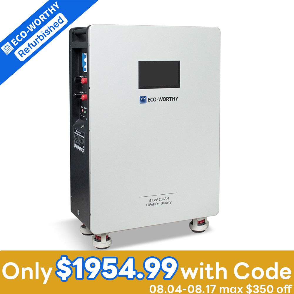 ECO-WORTHY 14kWh 48V 280AH LiFePO4 Battery Vertical Standing Solar Backup 1pack