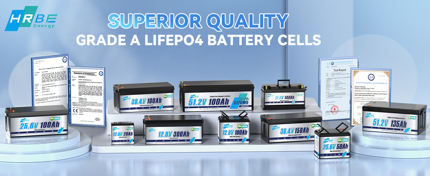 12V 50Ah LiFePO4 Deep Cycle Battery With 50A BMS For Wheelchair RV Marine Solar