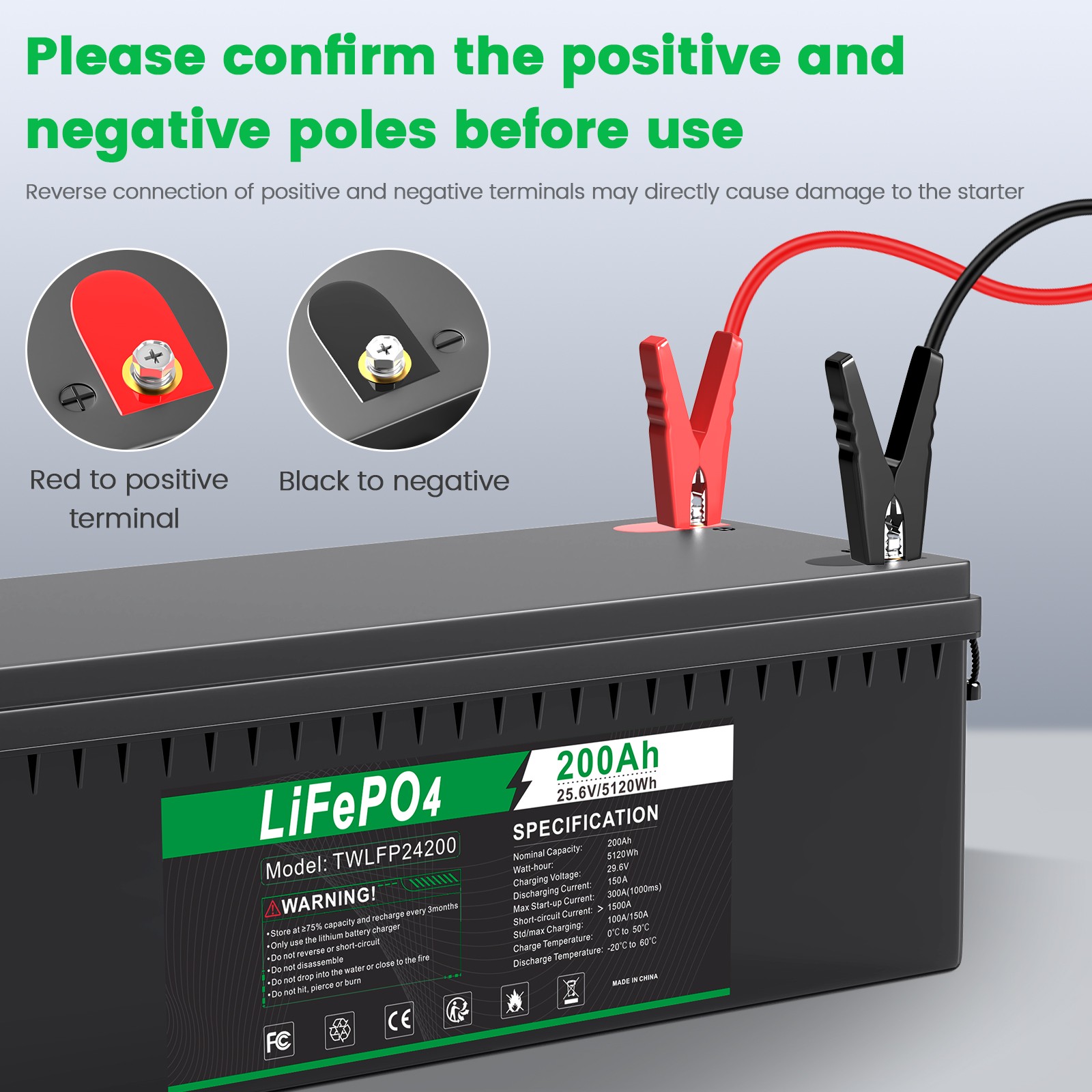 24V 100Ah 200Ah LiFePO4 Lithium Battery BMS Deep Cycles for RV Solar Boat Marine