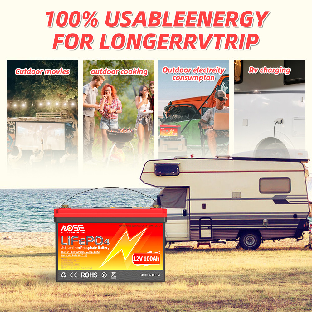 1/2/3 Pack 12V 100Ah LiFePO4 Lithium Battery 15000+Cycle BMS for RV Solar Marine