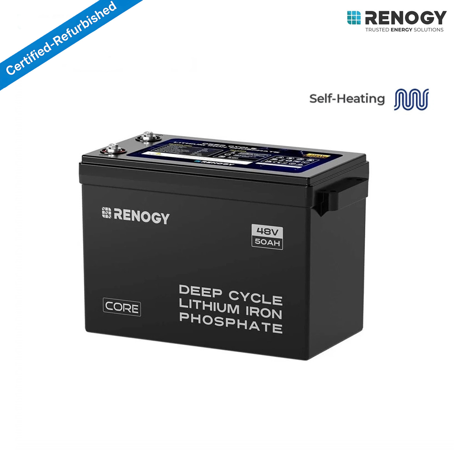 RENOGY Lithium Battery 48V 50Ah Self-Heating LiFePO4 Battery W/BMS Refurbished