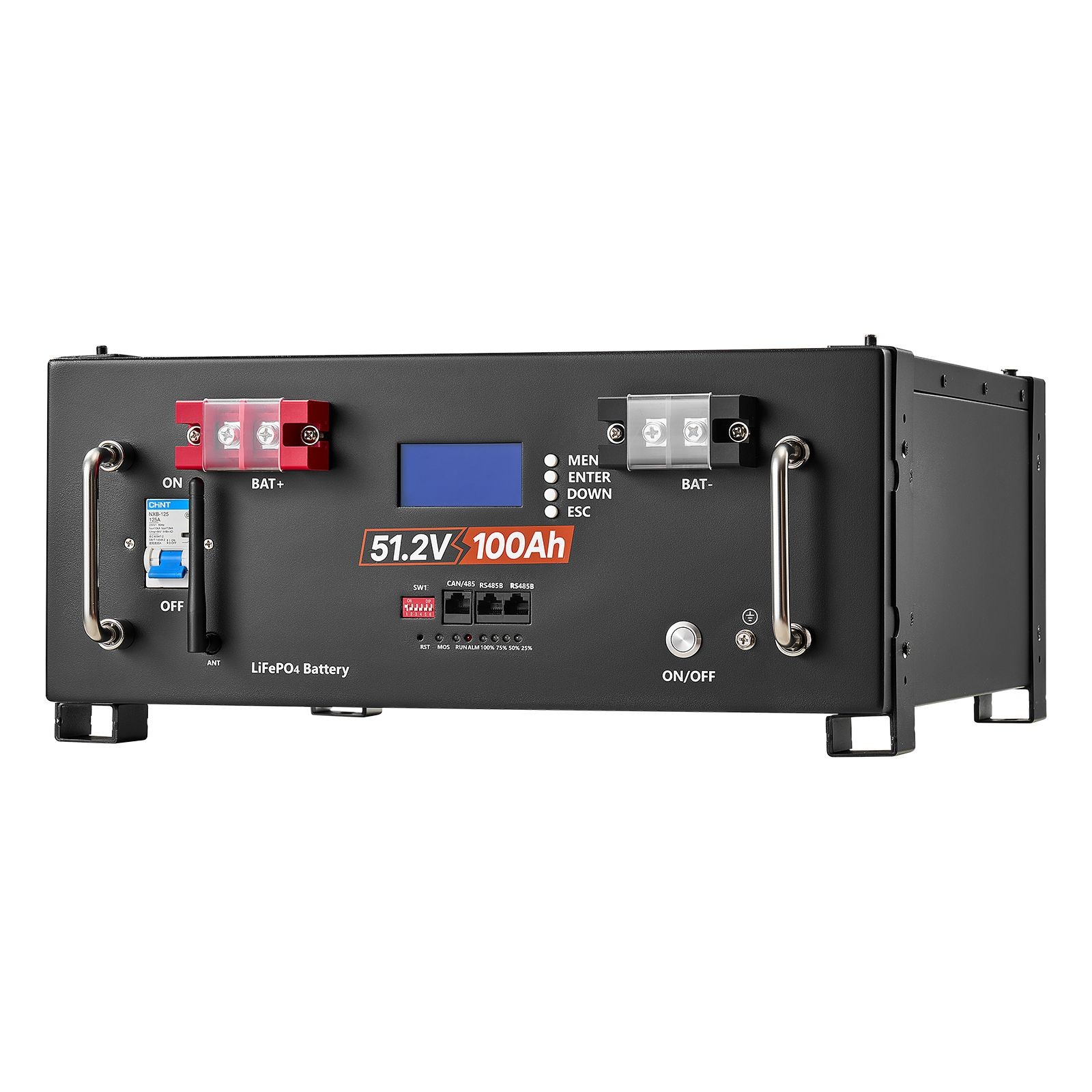 48V 100Ah LiFePO4 Lithium Battery, Built – in 100A BMS, 51.2V Server Rack