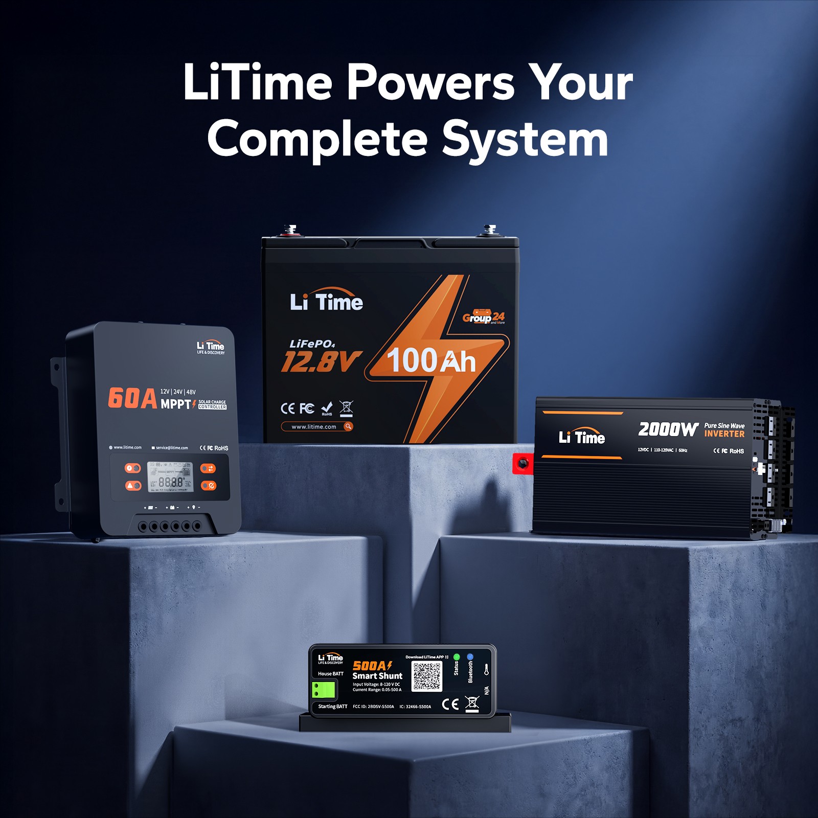 LiTime 8-120V 500A Smart Bluetooth Shunt Battery Monitor for LFP SLA FLD AGM GEL