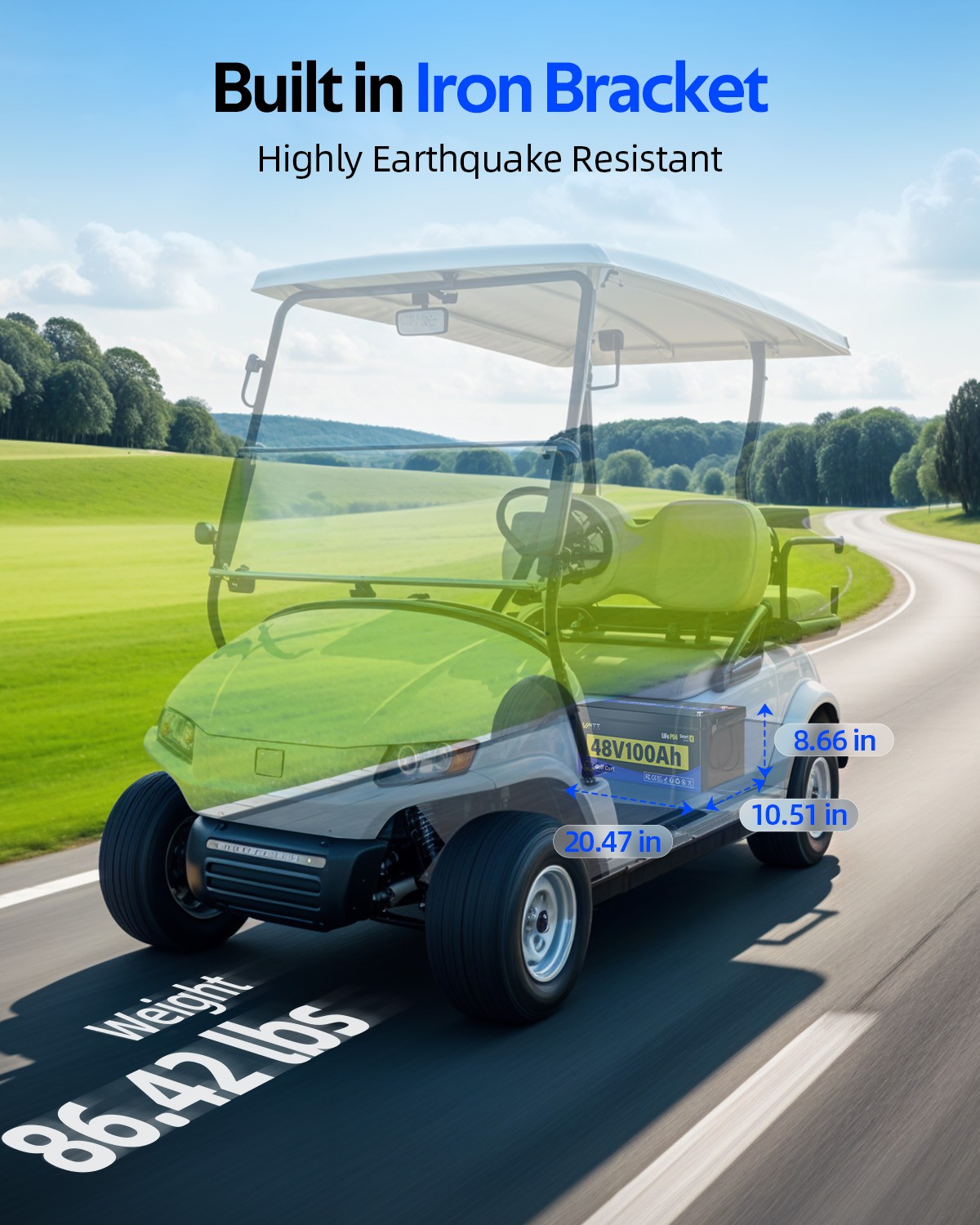 Wattcycle 48V 100Ah LiFePO4 Lithium Battery 5120Wh Metal Case for Golf Cart