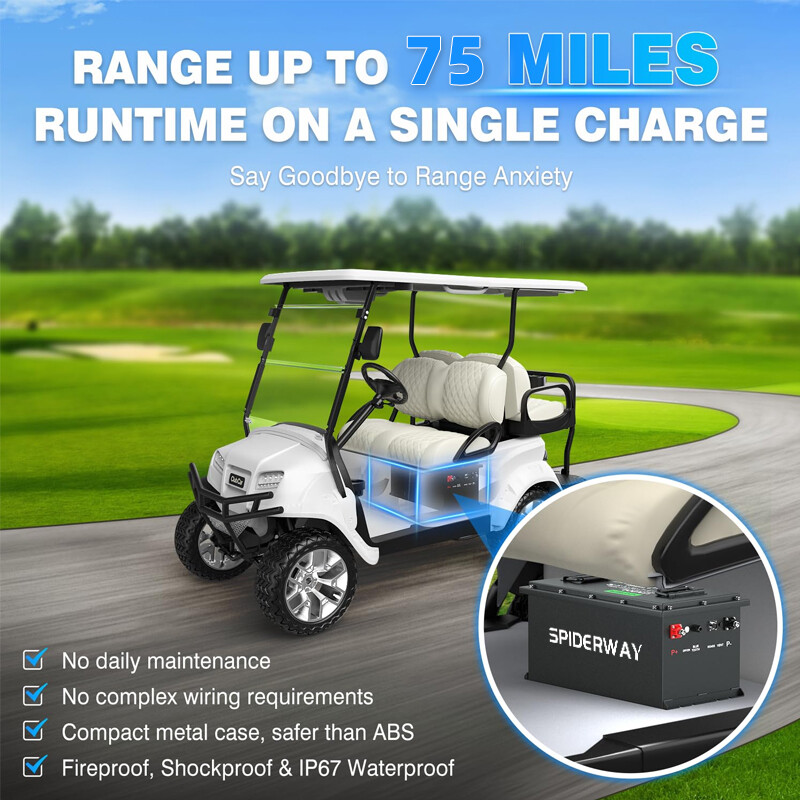 48V 150Ah Golf Cart Lithium LiFePO4 Battery 200A BMS +48V 25A Fast Charger LSV