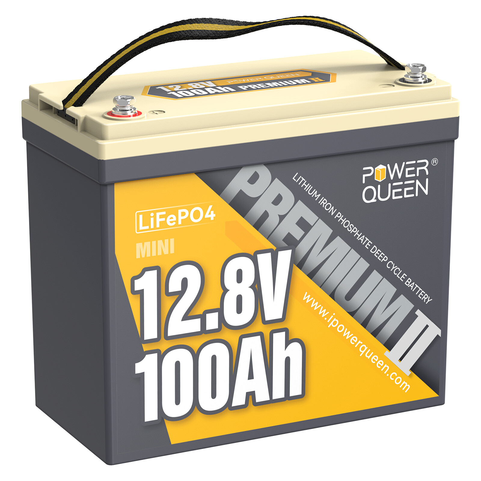 Power Queen 12V 100Ah Premium Mini LiFePO4 Lithium Battery BMS For Camper Boat