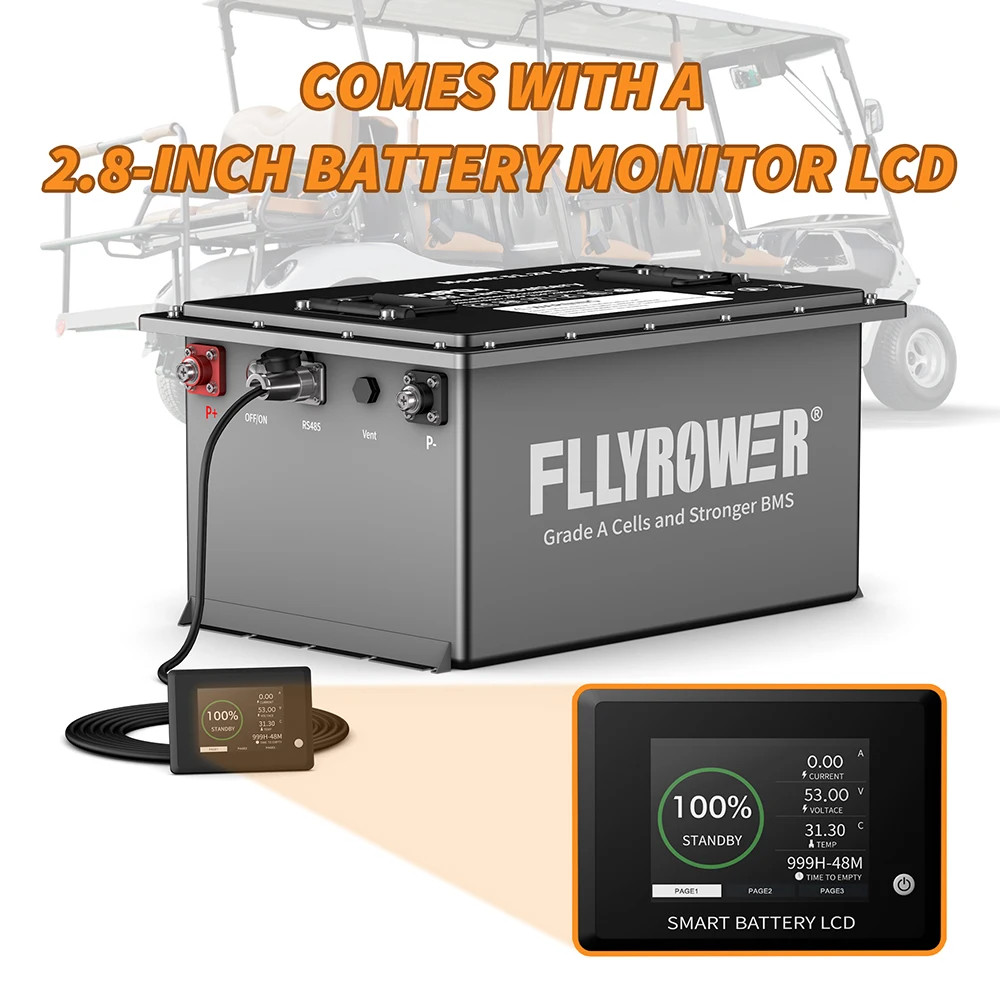 48V 105Ah Lithium Golf Cart Battery Built-in Smart 200A BMS +20A Charger 10Year