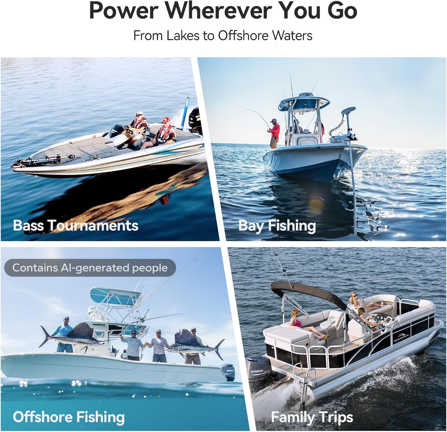 Power Queen New 24V 125AH LiFePO4 Lithium Battery Self-Heating ForTrolling Motor