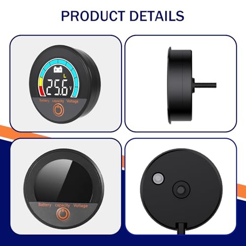 IP67 Waterproof Battery Meter Monitor, 12v 24v 36v 48v 60v 72v 84v Digital Blue