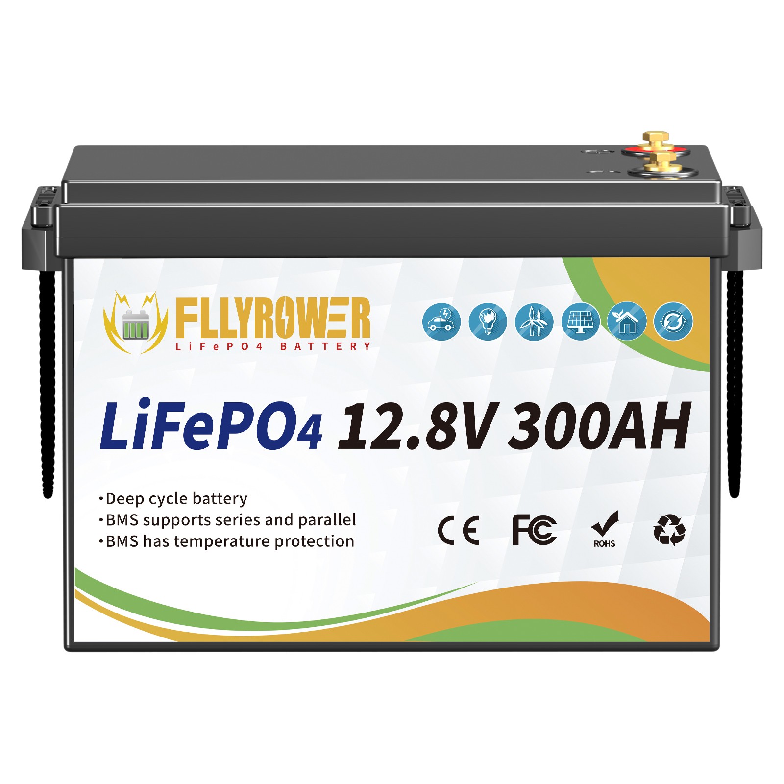 16PC 12V 300Ah LiFePO4 Battery Deep Cycle Lithium Battery 200A BMS RV Solar Boat