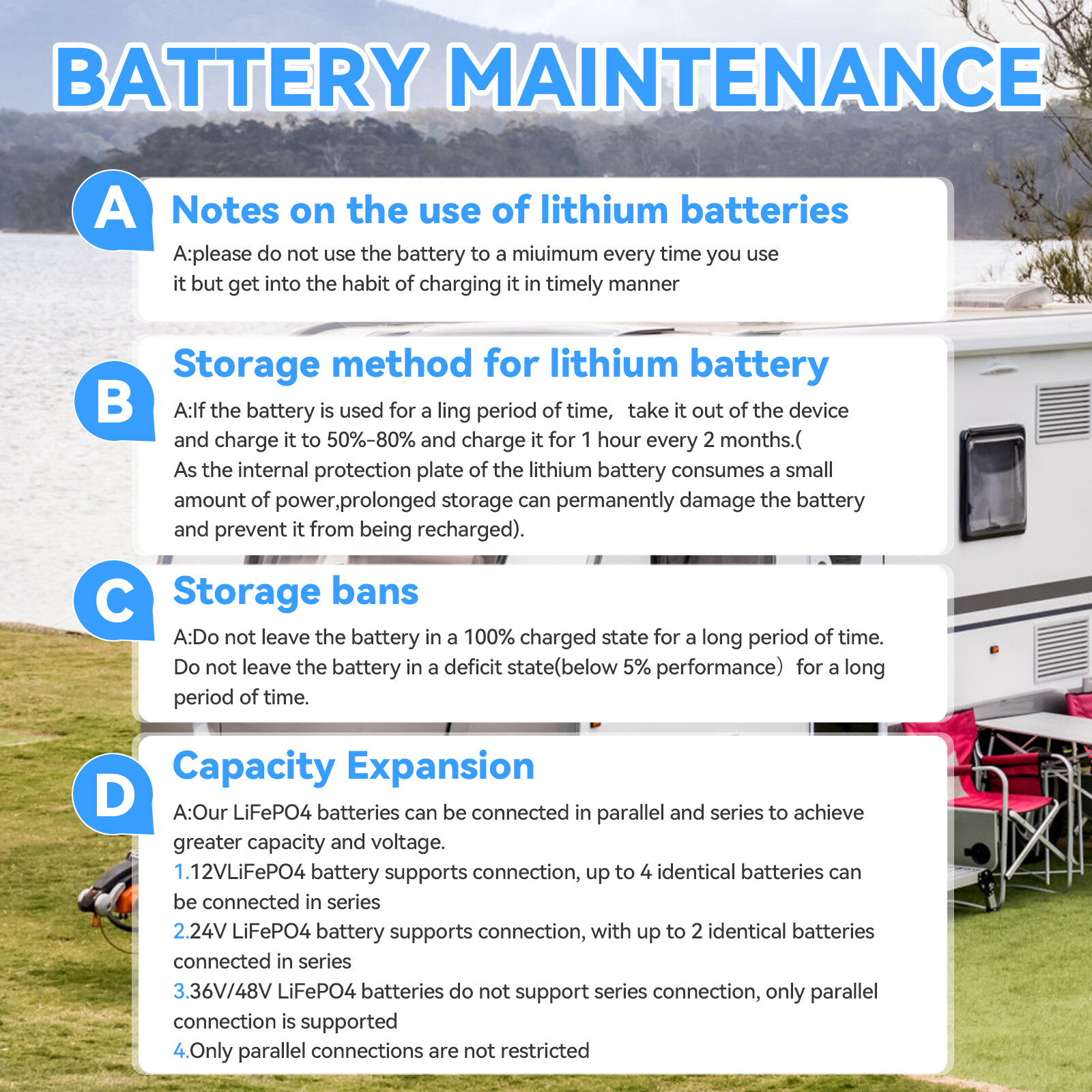 12V 180Ah Lithium Battery LiFePO4 100A BMS for Solar RV Trolling motor Off-grid