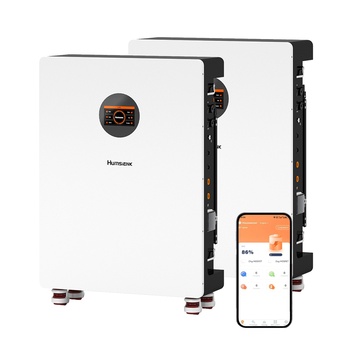 2Pack Humsienk 48V 314Ah 300Ah Wall-Mounted LiFePO4 Battery Floor-standing APP