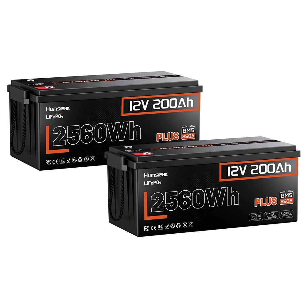 2Pack Humsienk 12V 200Ah Lithium LiFePO4 Battery 250A BMS Trolling Motor Yacht