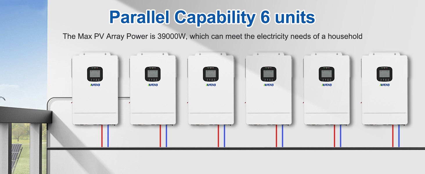 16Kwh 314Ah 51.2V LiFePO4 Battery Storage+6500W Solar Hybrid Inverter 110V/120V