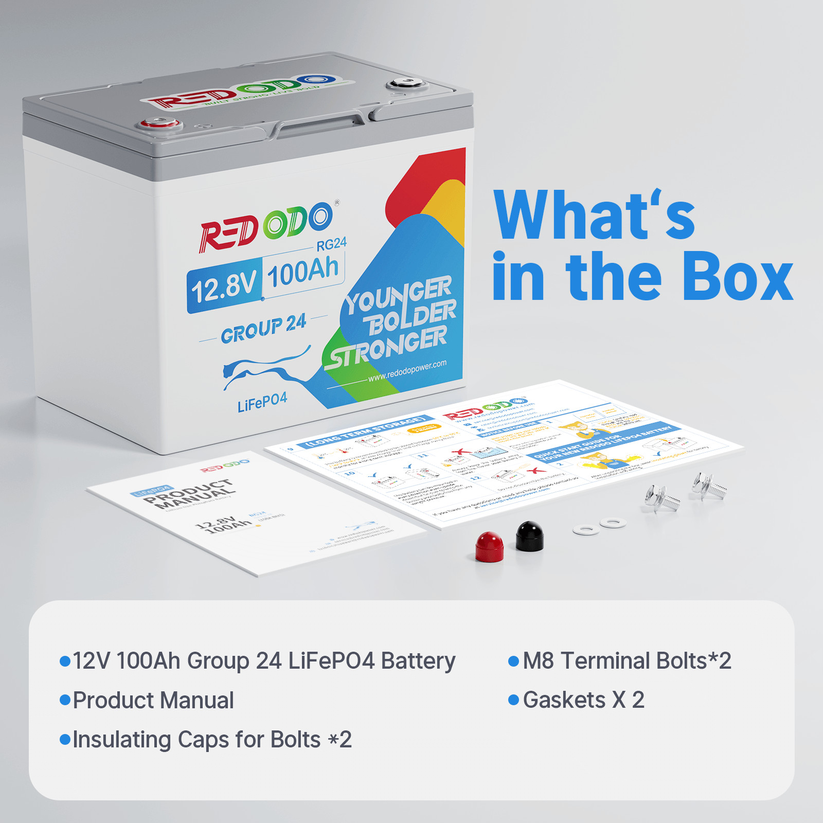 12V 100Ah BCI Group 24 LiFePO4 Deep Cycle Lithium Battery for RV Marine Solar