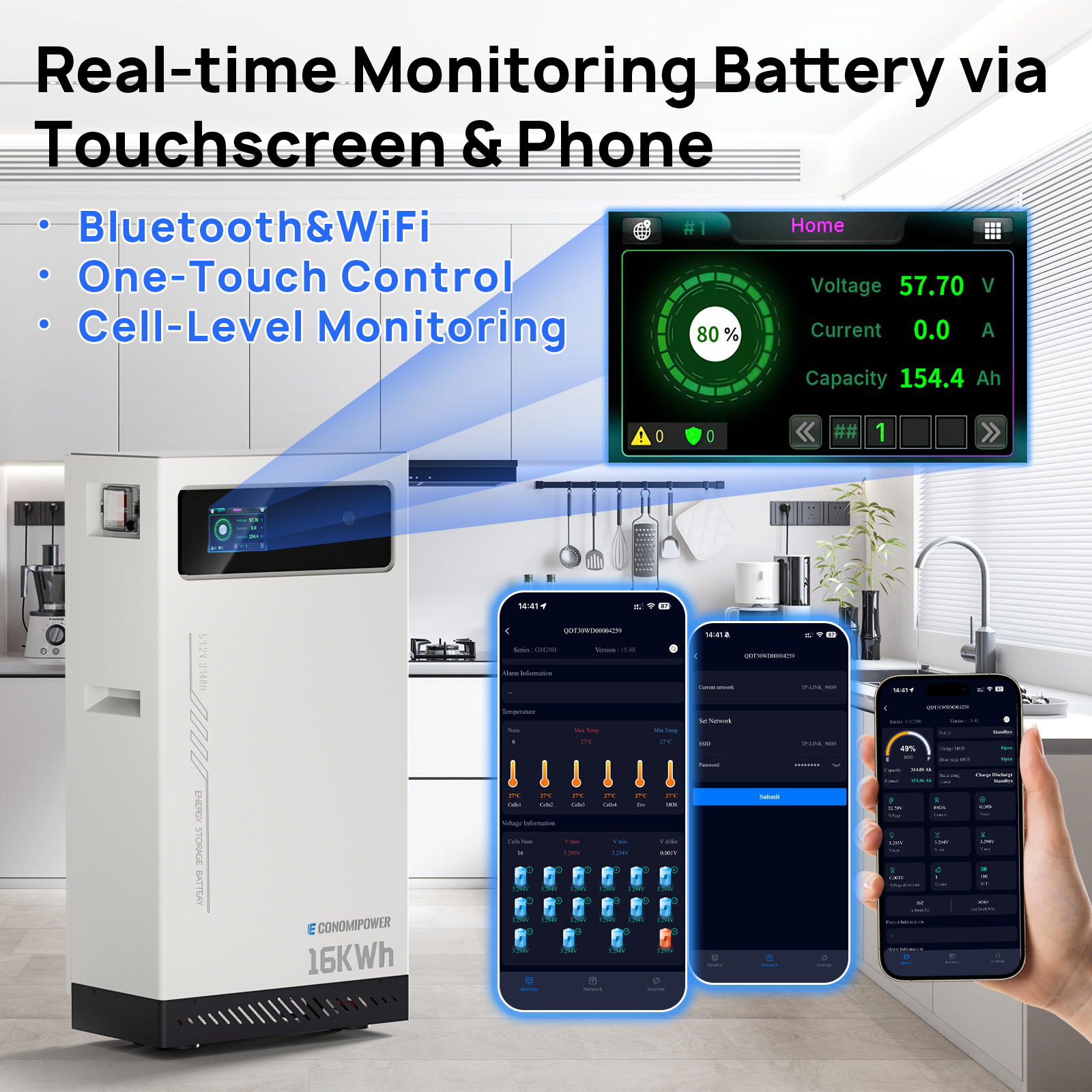 51.2V 314Ah LiFePO4 Battery 16kWh 200A BMS Deep Cycle Home Off-Grid Solar Backup