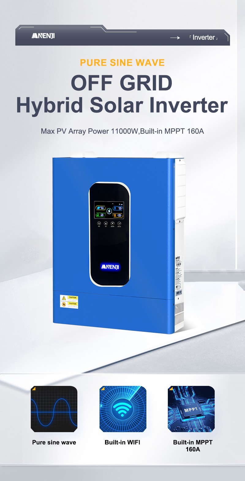 16KWh 51.2V 314Ah Lithium Battery + 11KW 48V 220V Hybrid Solar Inverter Parallel