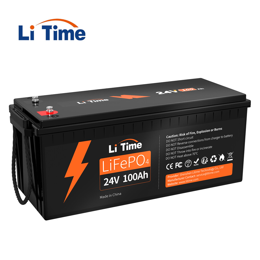 Litime 24V 100Ah LiFePO4 Lithium Battery BMS Deep Cycle for Off-grid Solar Boat