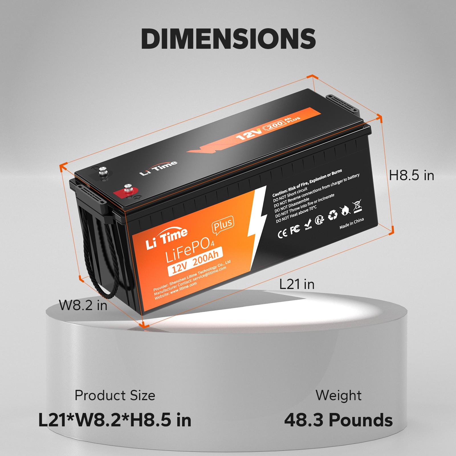 LiTime 12V 200Ah Plus LiFePO4 Lithium Battery 200A BMS for RV Solar-Refurbished