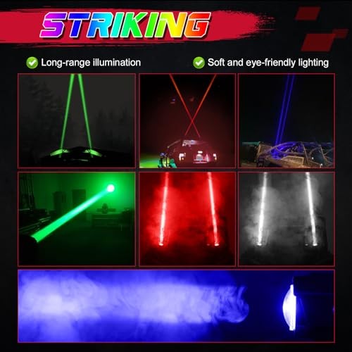 Whipless LED Whip Light with Switch & Remote LED Pods Chase Light Antenna RGBW