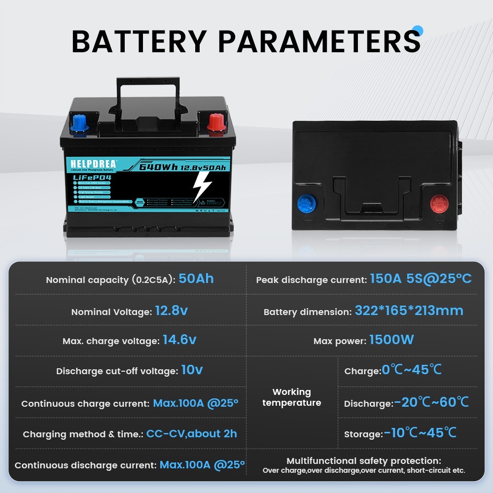 LiFePO4 Lithium Battery 12V 20Ah 50Ah 100Ah 200Ah for RV Solar Marine Off-grid