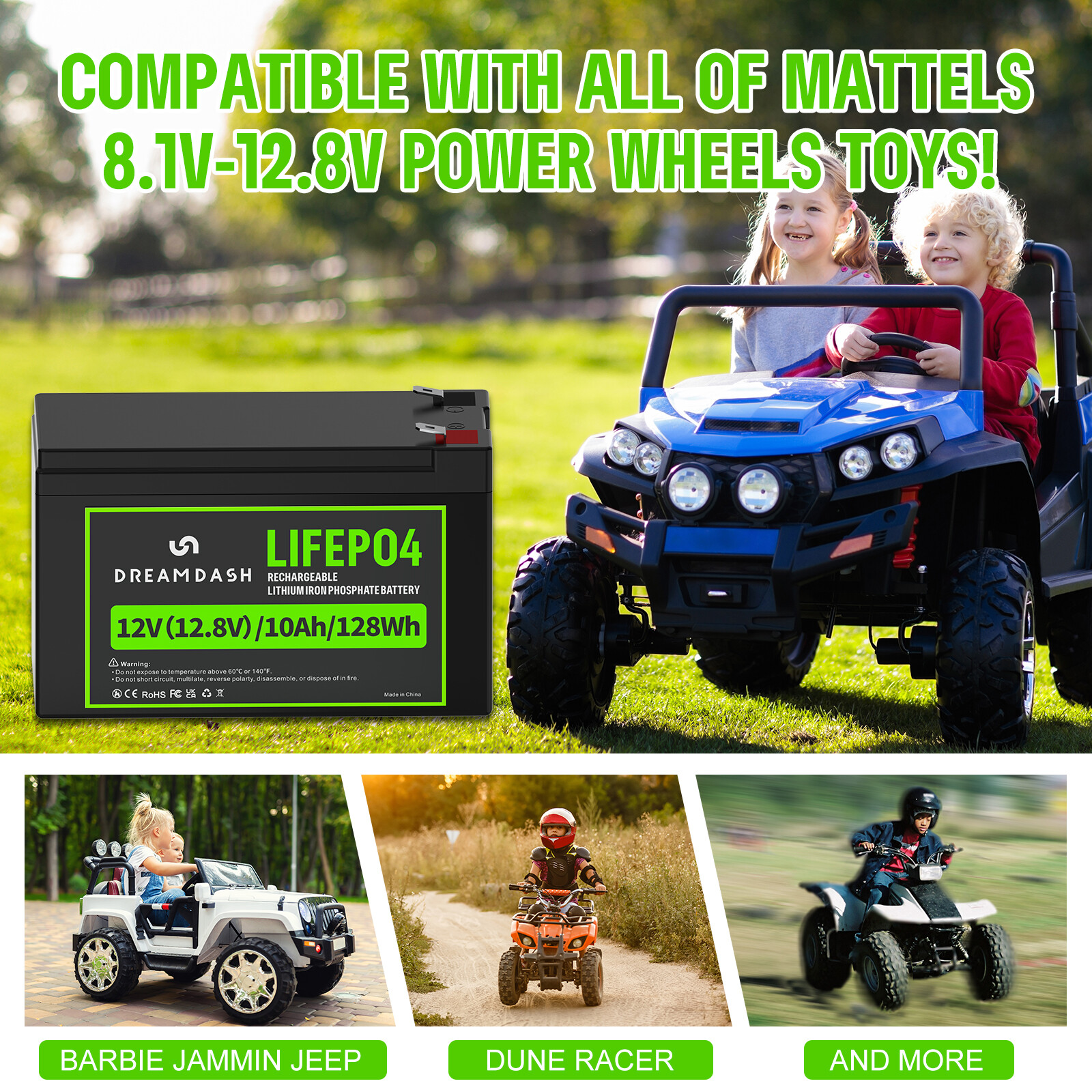 4/2X Lithium Battery 12V 10Ah LiFePO4 Battery 12V Deep Cycle BMS Rechargeable