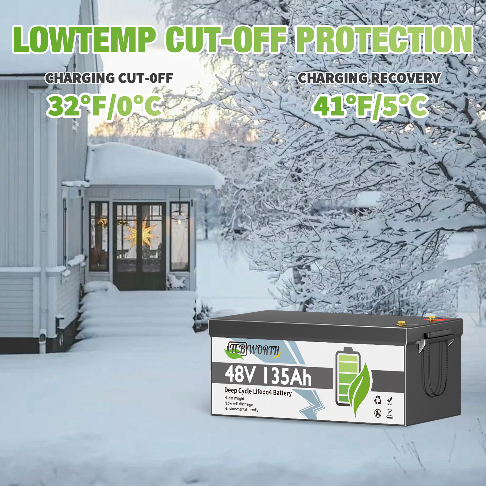 LiFePO4 48V 135Ah Golf Cart Battery Lithium Deep Cycle Bluetooth Solar Club Car