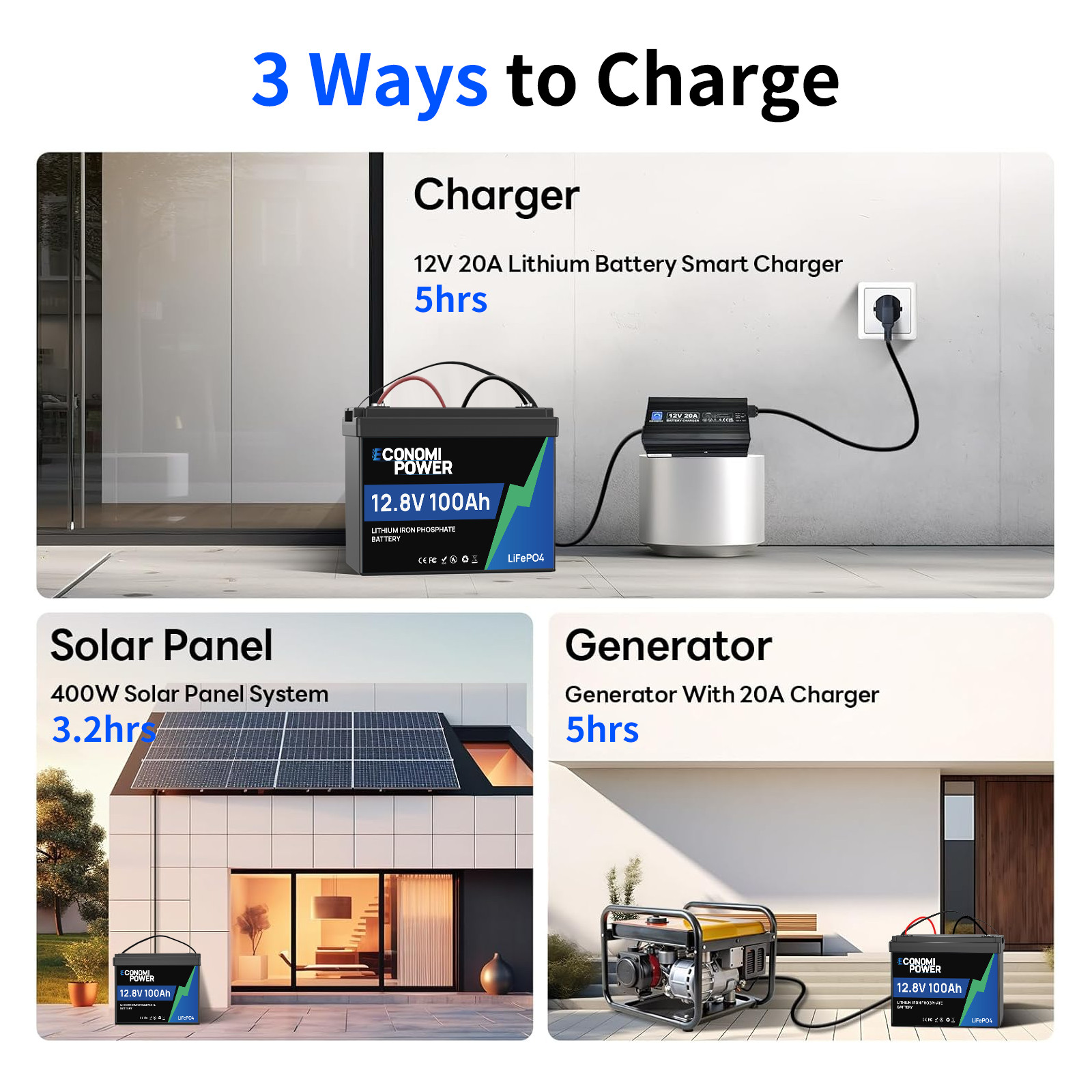 12V 100Ah LiFePO4 Lithium Battery BMS Deep Cycle for RV Off-grid Trolling Motor