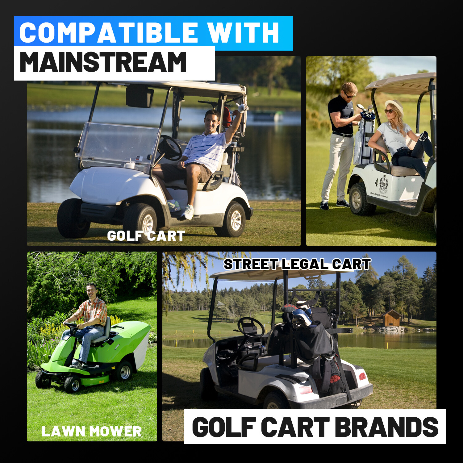 36V 105Ah LiFePO4 Golf Cart Battery kit with 20A charger + Touch Monitor + APP