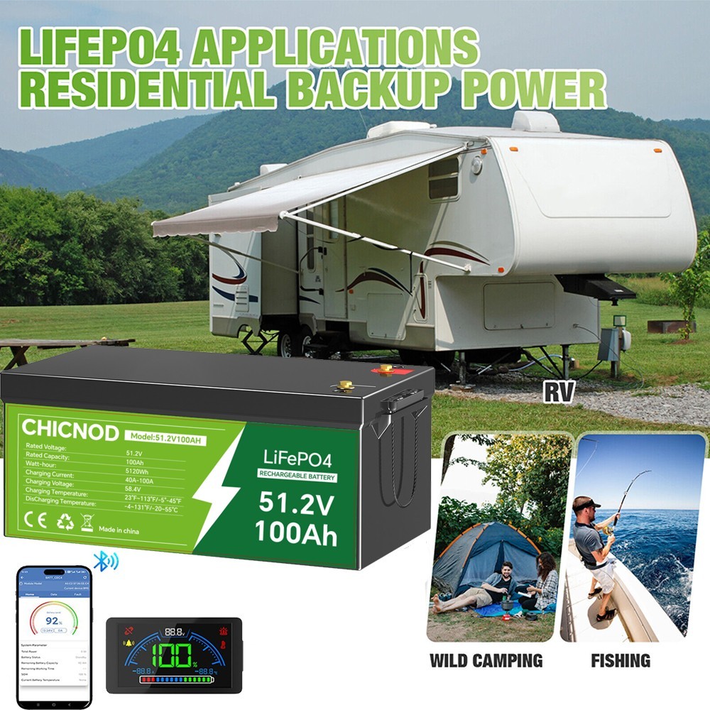 48V 50Ah/100Ah LiFePO4 Lithium Battery Deep 15000+ BMS For Solar Golf Cart RV