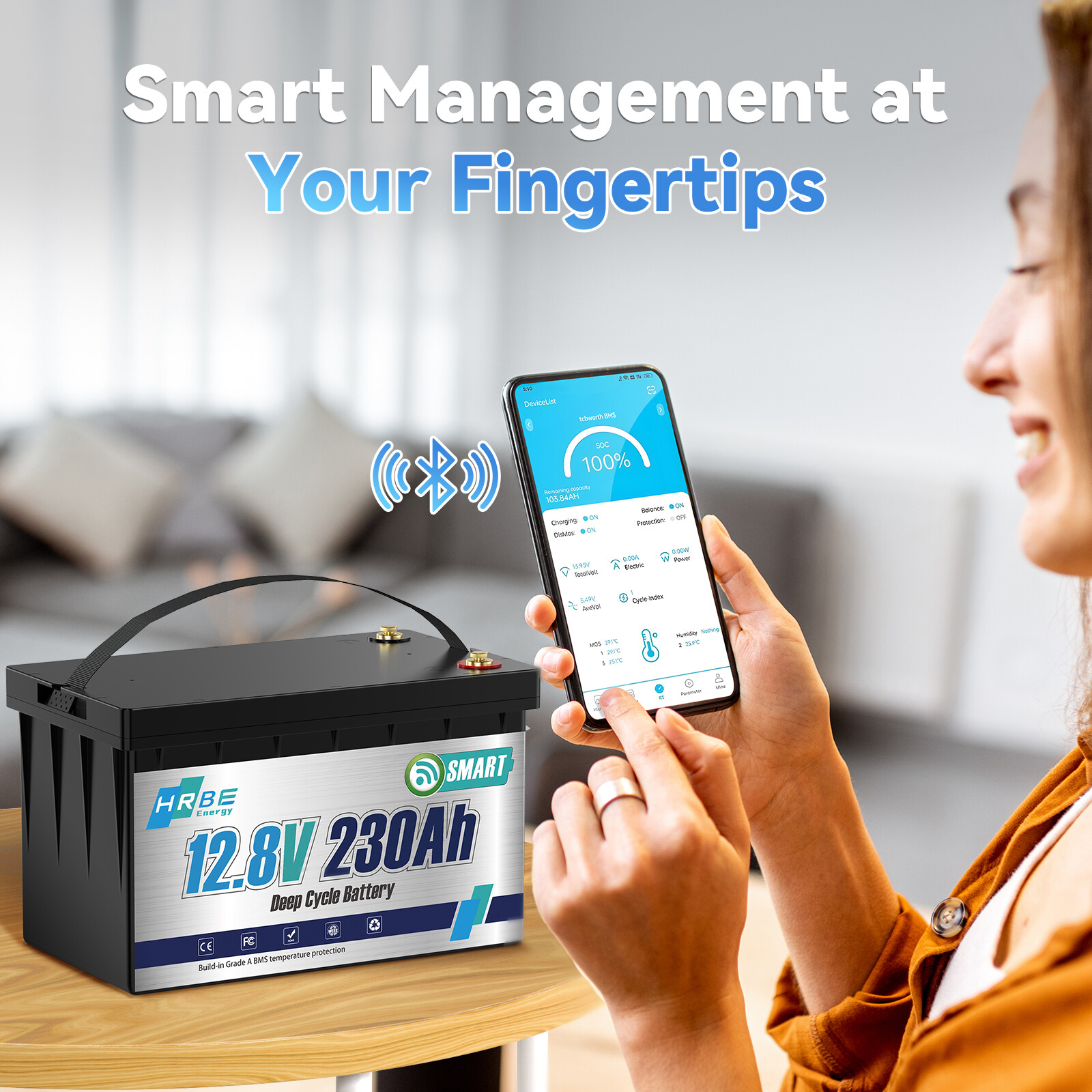 1-4PCS 12V 230Ah Bluetooth Low Temp LiFePO4 Lithium Battery 200A BMS RV Marine