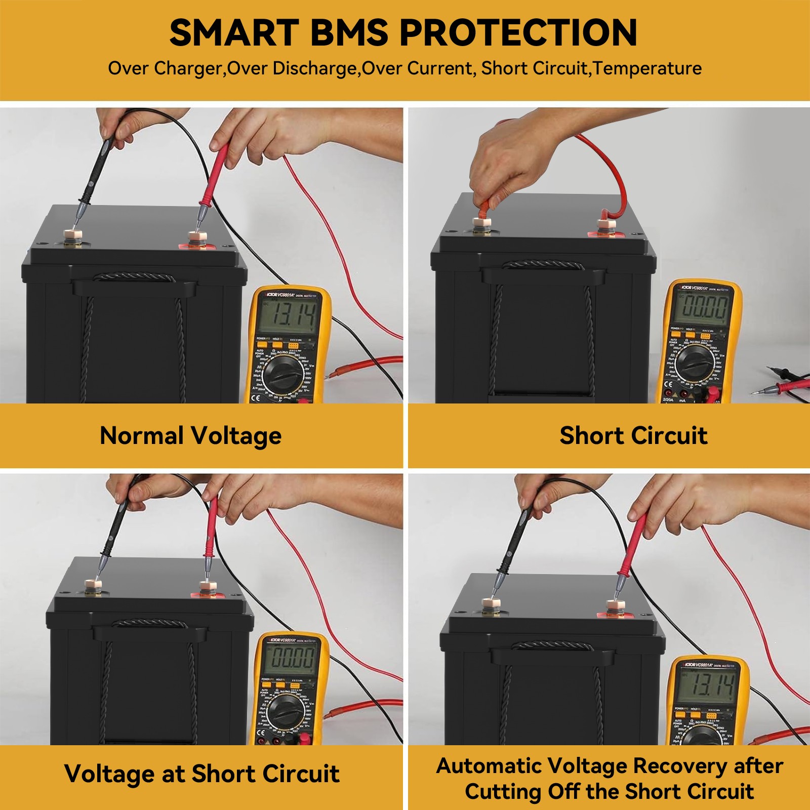 12V 200Ah LiFePO4 Lithium Battery Deep Cycle Built-in BMS for Solar RV Off-Grid